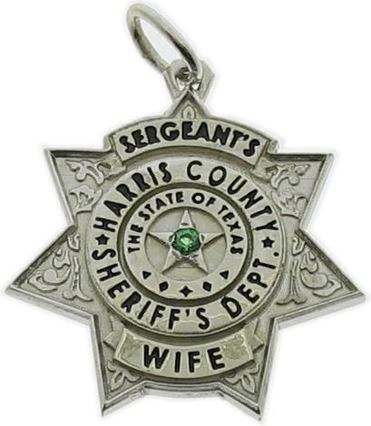 Harris County TX Sheriff Sergeant badge pendant, 10k white gold.