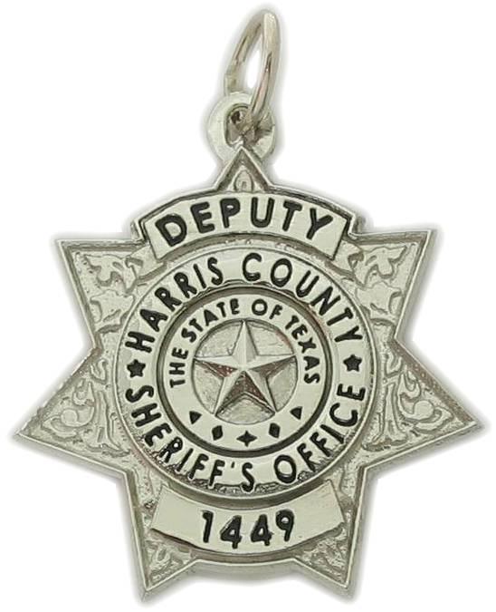 HCSO Harris County, Texas TX Sheriff's Office Deputy custom badge pendant in 10k white gold
