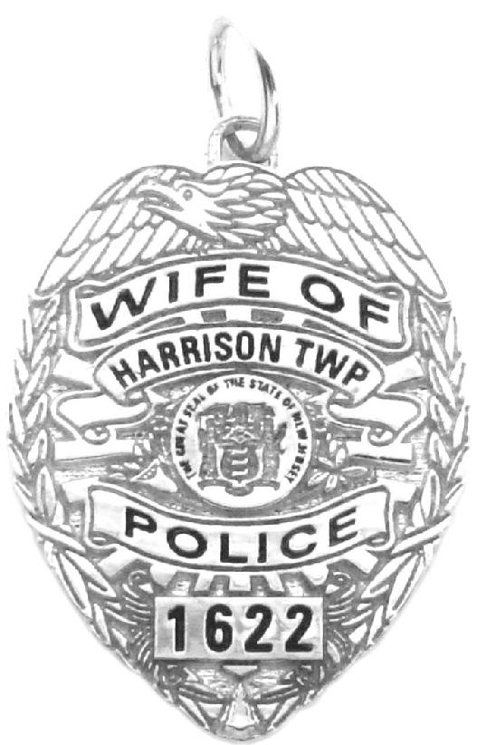 Harrison Township, New Jersey NJ Police Officer custom badge charm pendant in 14k white gold