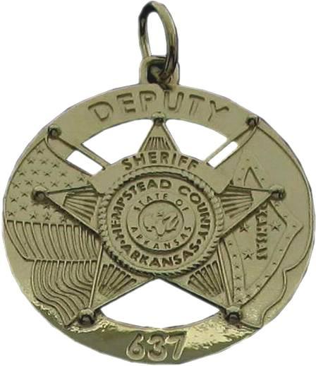 Hempstead County, Arkansas AR Sheriff's Deputy custom badge pendant in 14k yellow gold