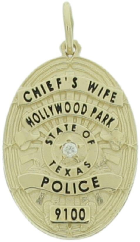 Custom Hollywood Park Police Chief badge pendant