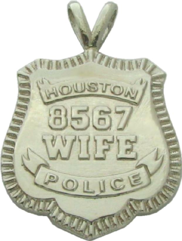 Custom Houston Police Officer's Wife pendant in 10k white gold with an optional 'Y' style pendant bail.