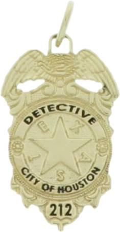 HPD Houston, Texas TX Police Detective custom badge charm pendant in 14k yellow gold