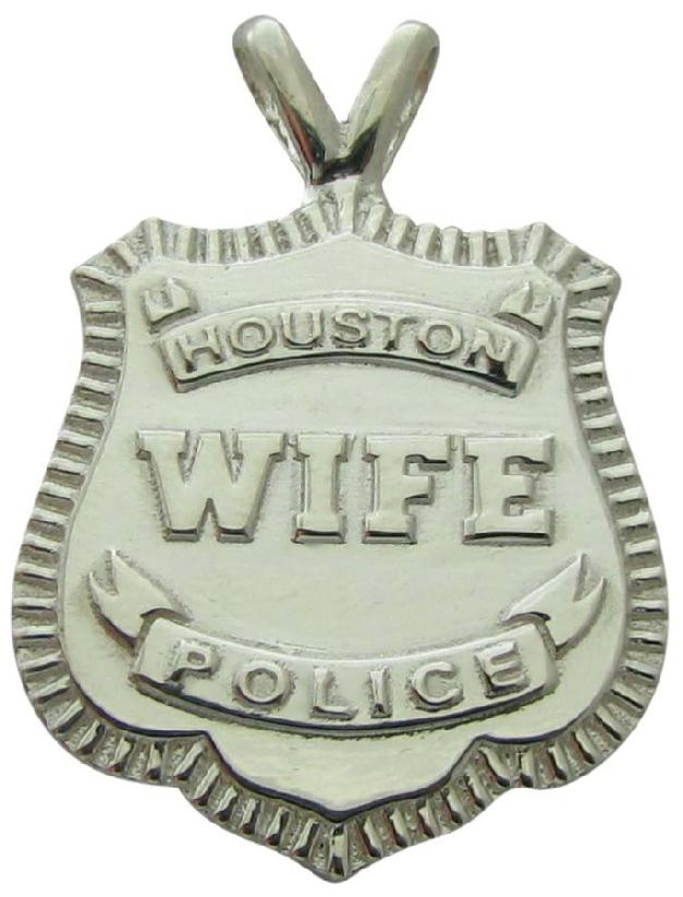 Custom Houston Police Officer's Wife pendant in sterling silver with an optional 'Y' style pendant bail.