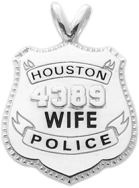 Houston, Texas TX police officer badge pendant sterling silver