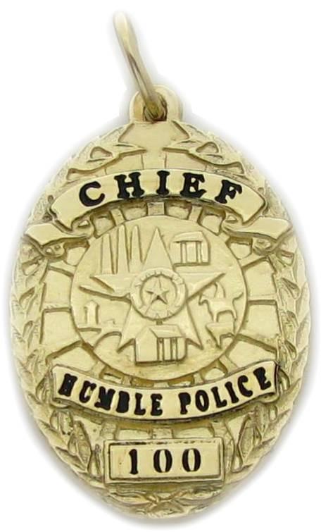 Humble, Texas TX Police Chief custom badge pendant charm in 10k yellow gold