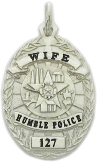 Humble, Texas TX Police Officer custom badge charm pendant in sterling silver, Police Wife pendant charm