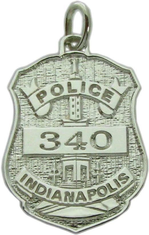 Indianapolis, Indiana IN Police Officer custom badge charm pendant in sterling silver