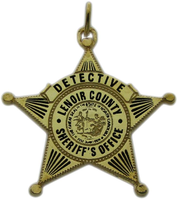 Lenoir County, North Carolina NC Sheriff's Detective custom badge charm pendant in gold plated sterling silver