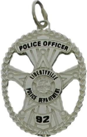 Libertyville, Illinois IL Police Officer custom badge charm pendant in sterling silver