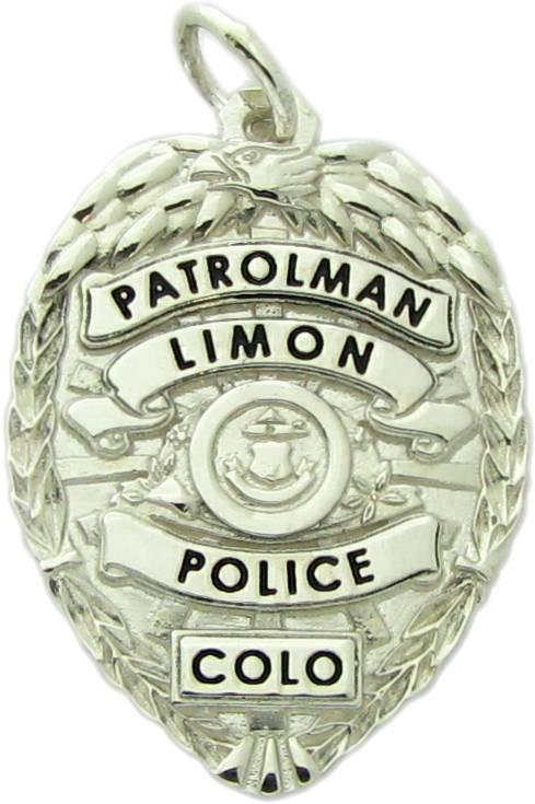 Limon, Colorado CO police officer badge charm pendant sterling silver