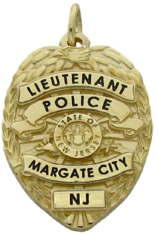 Margate City, NJ Police Lieutenant badge pendant