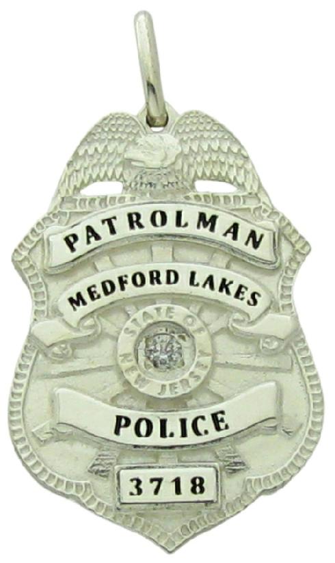 Custom Medford Lakes, NJ Police Officer badge pendant