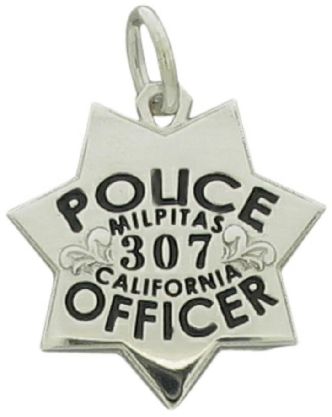 Custom Milpitas, CA Police Officer badge pendant
