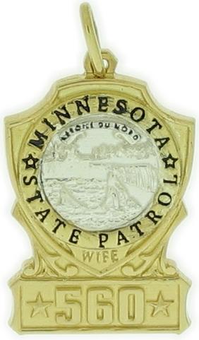 Minnesota State Patrol custom badge pendant, sterling silver.