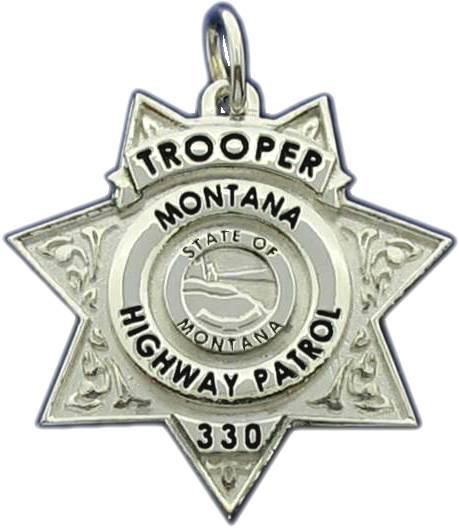 Montana MT Highway Patrol Trooper custom badge charm pendant in sterling silver