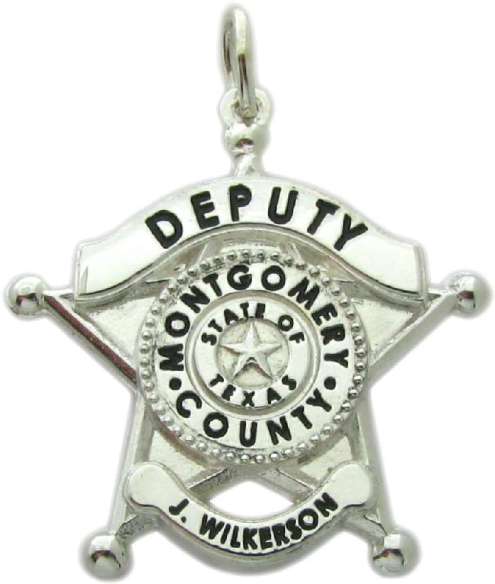 Montgomery County, Texas TX Sheriff's Deputy custom badge charm pendant in sterling silver