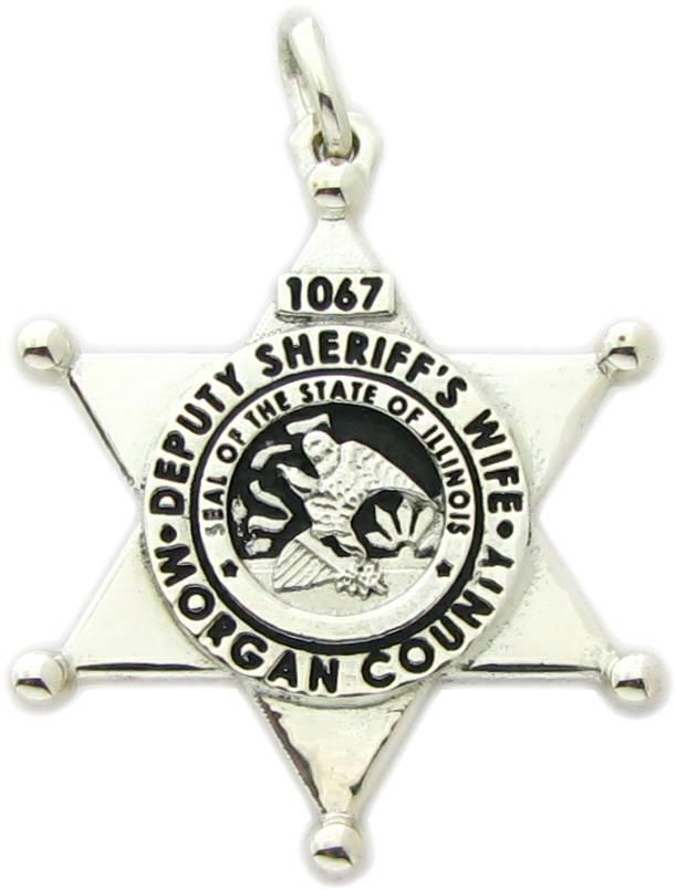 Morgan County, Illinois IL Sheriff Deputy badge charm sterling silver