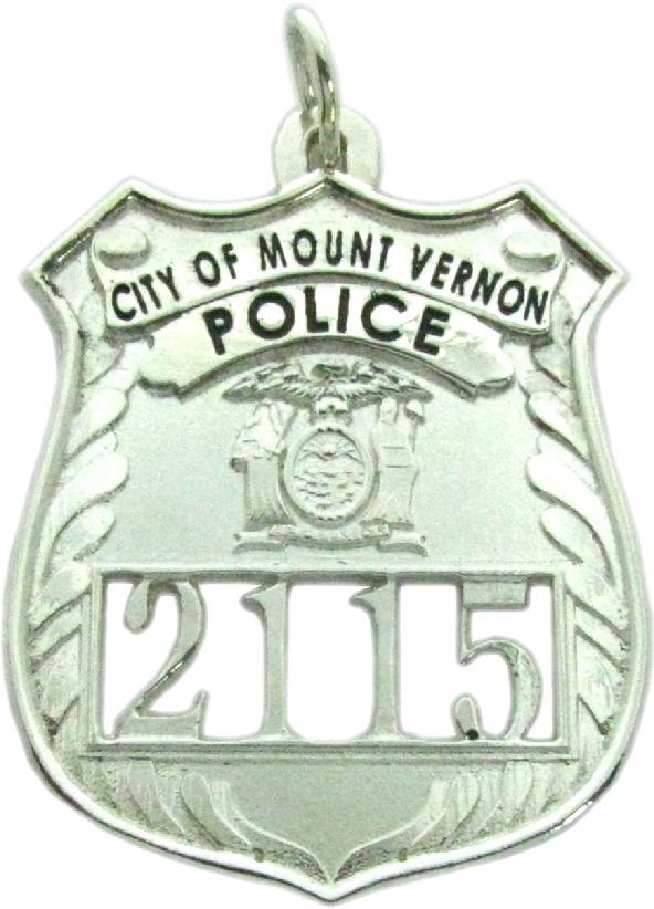 City of Mount Vernon, New York NY Police custom badge charm pendant in sterling silver