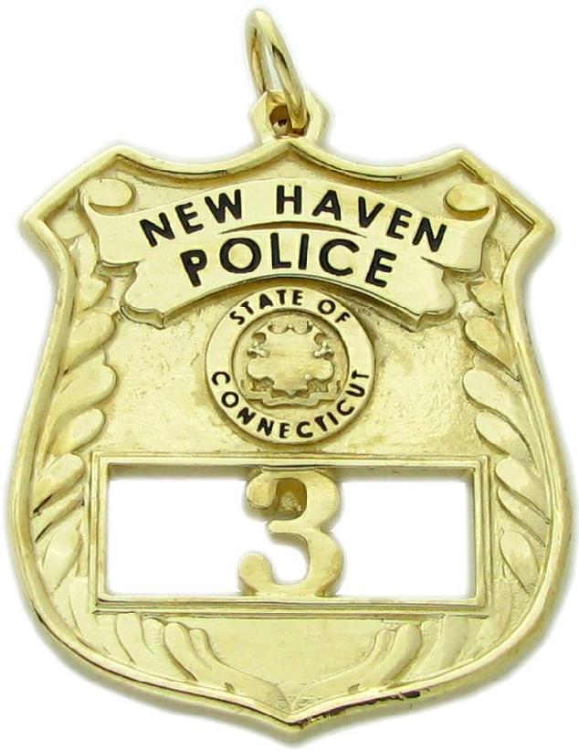 New Haven, CT Connecticut Police Department Police Officer badge pendant with badge number in 14k gold
