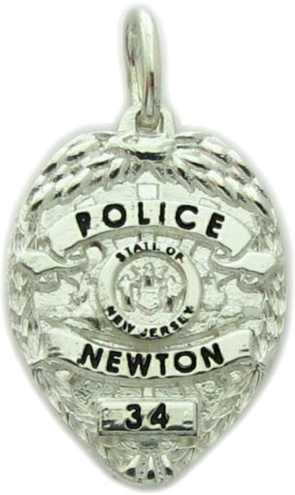 Newton, New Jersey NJ Police Officer custom badge pendant in sterling silver