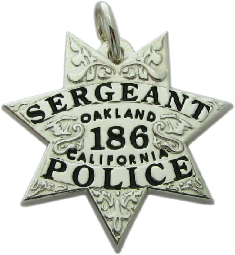Oakland, California CA Police Sergeant custom badge pendant charm in sterling silver