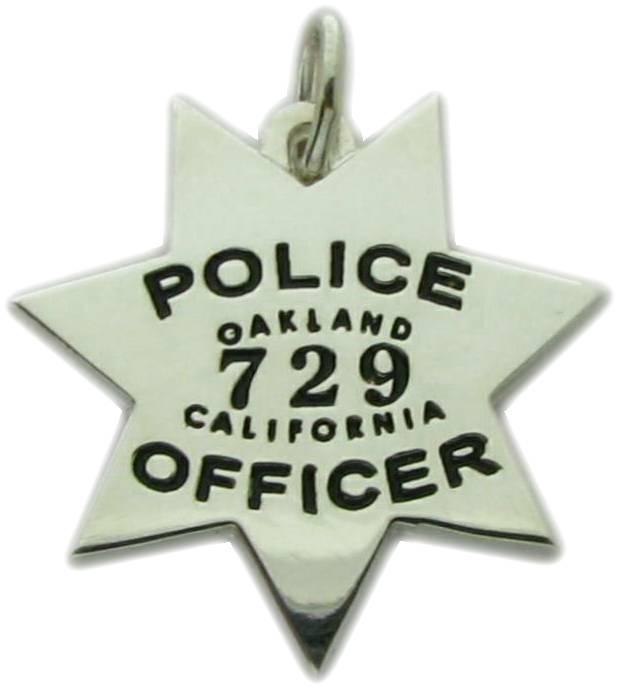 Oakland, Caifornia CA Police Officer custom badge pendant charm in sterling silver