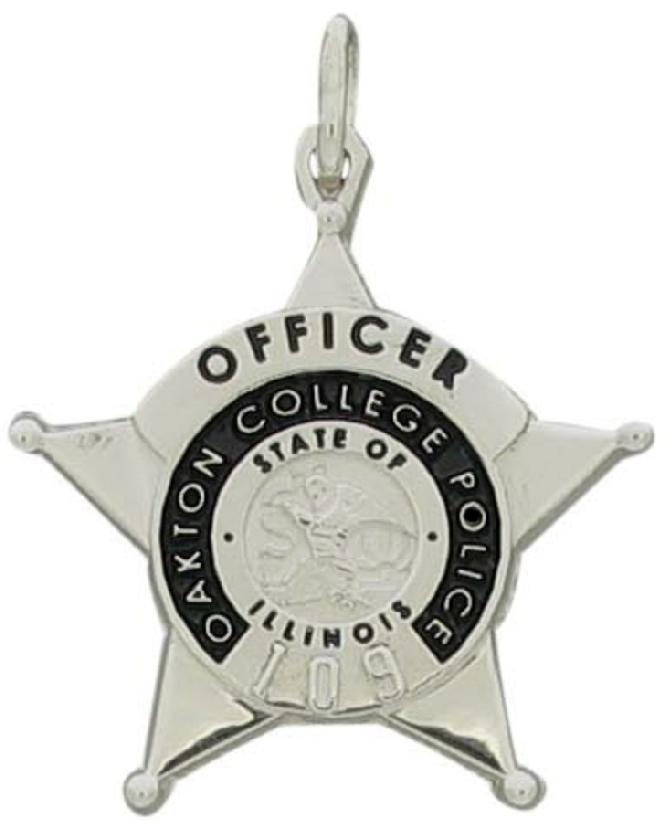 Custom Oakton College Police Officer badge pendant