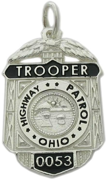 Ohio Highway Patrol Trooper custom badge pendant in sterling silver