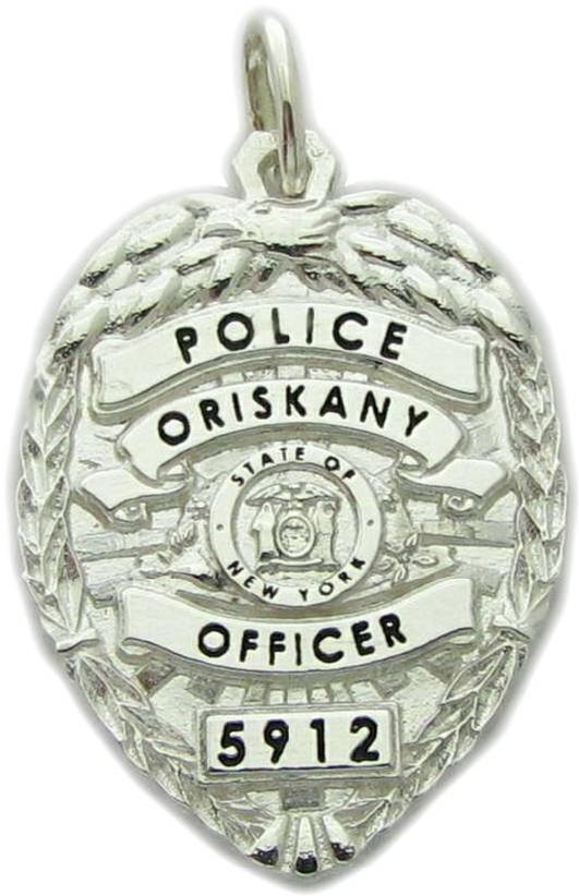 Village of Oriskany, New York NY Police Officer custom badge pendant charm in sterling silver