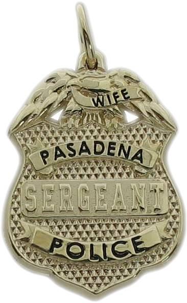 Pasadena, Texas TX Police Sergeant custom badge pendant in 14k yellow gold