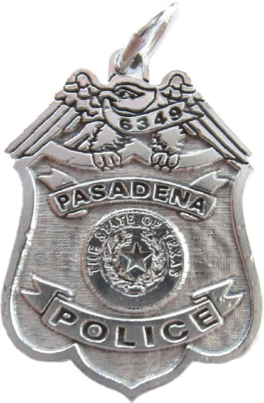 Pasadena, Texas TX Police Officer custom badge charm pendant in sterling silver