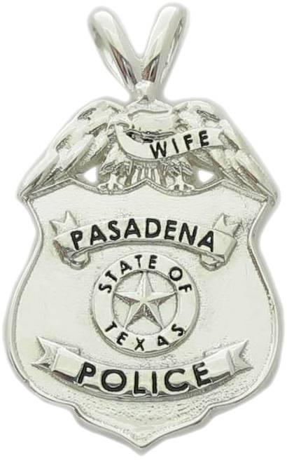 Pasadena, Texas TX Police Officer custom badge pendant in sterling silver