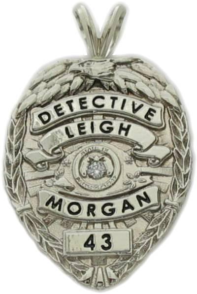 Poplar Bluff, Missouri MO Police Officer custom badge charm pendant in 10k white gold