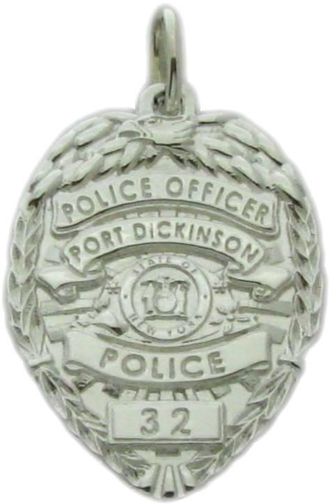 Port Dickinson, New York NY Police Officer custom badge pendant charm in sterling silver
