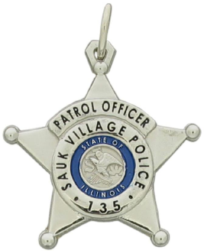 Custom Sauk Village, IL Police Officer badge pendant