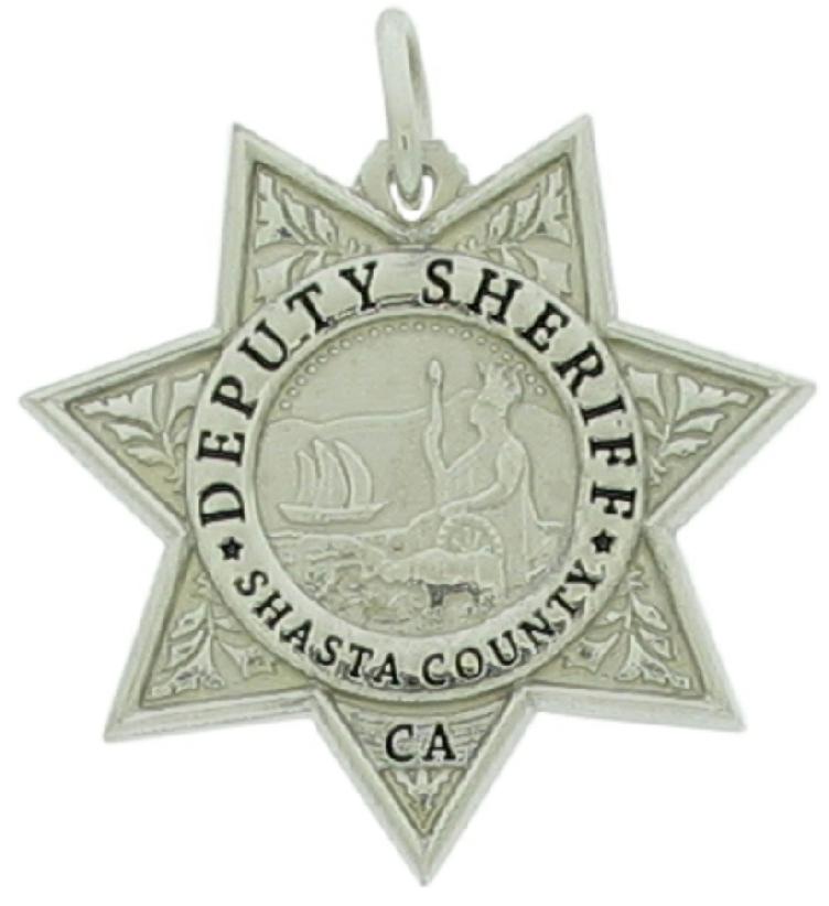 Custom Shasta County, CA Sheriff Deputy badge pendant