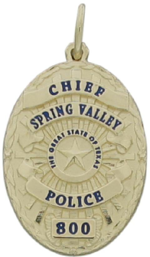 Custom Spring Valley Police Chief badge pendant