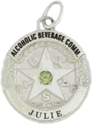 TABC Texas Alcoholic Beverage Commission Agent custom badge charm pendant in sterling silver with birthstone