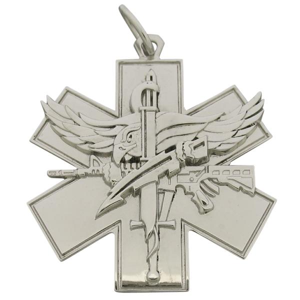 Custom Tactical Medic pendant in 10k white gold.