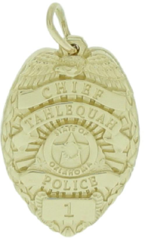 Custom Tahlequah Police Chief badge pendant