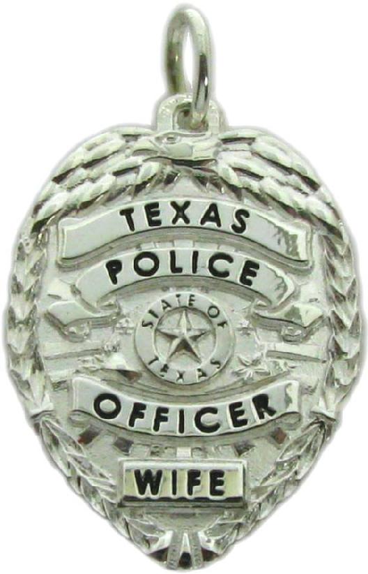 Texas Police Officer custom badge pendant charm in sterling silver