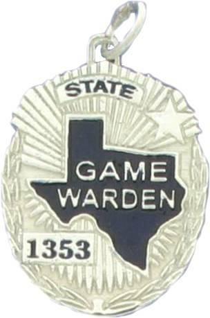 TPWD Texas Parks & Wildlife Game Warden custom badge charm pendant in sterling silver