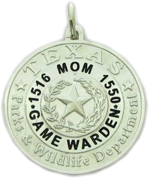Texas Parks and Wildlife Game Warden custom badge pendant in sterling silver