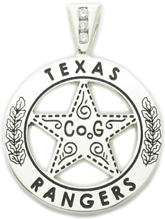 Texas Ranger Sergeant custom badge pendant in sterling silver with optional 3-diamond bail