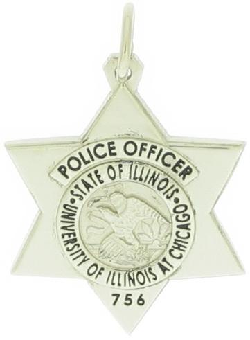 University of Illinois at Chicago Police, custom badge pendant, 10k.