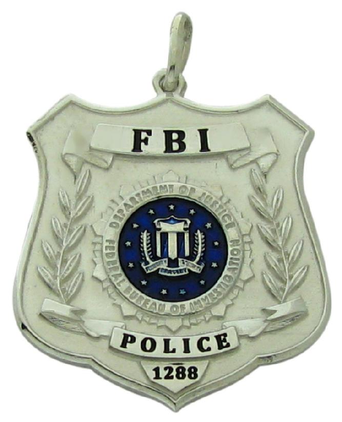 Custom FBI Police Officer badge pendant