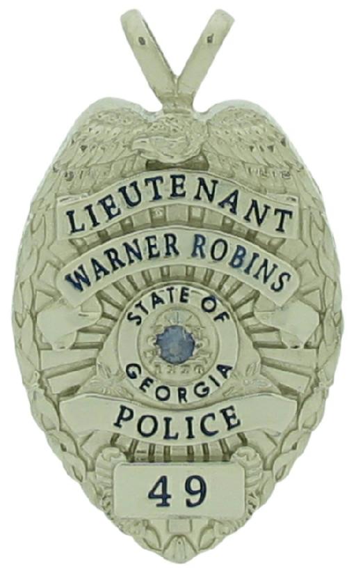 Custom Warner Robins, GA Police Lieutenant badge pendant