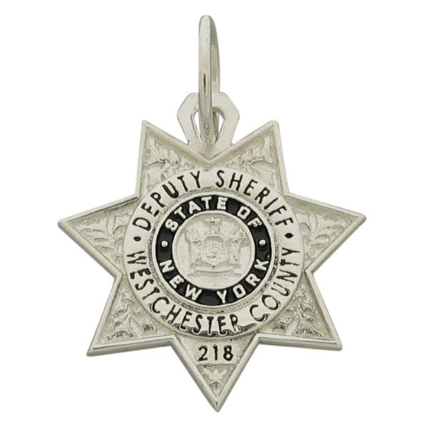 Custom Westchester County NY Sheriff's Deputy badge pendant in sterling silver.